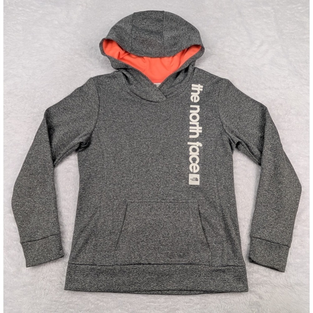 The‎ North Face Hoodie Women's M Gray Spell Out Logo Pullover Sweatshirt